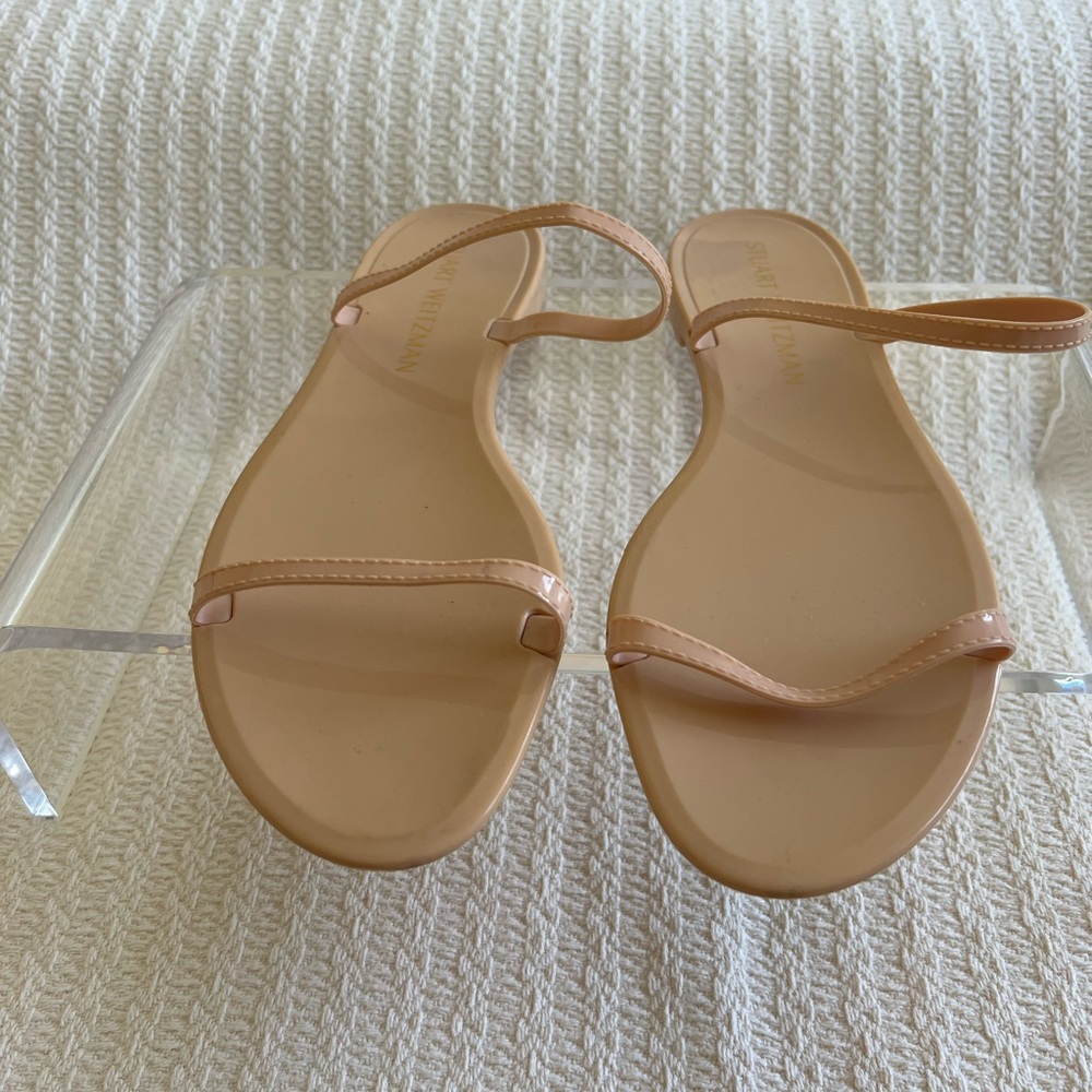Stuart Weitzman Sawyer Slide Jelly Sandal in Poudre (nude) 12M